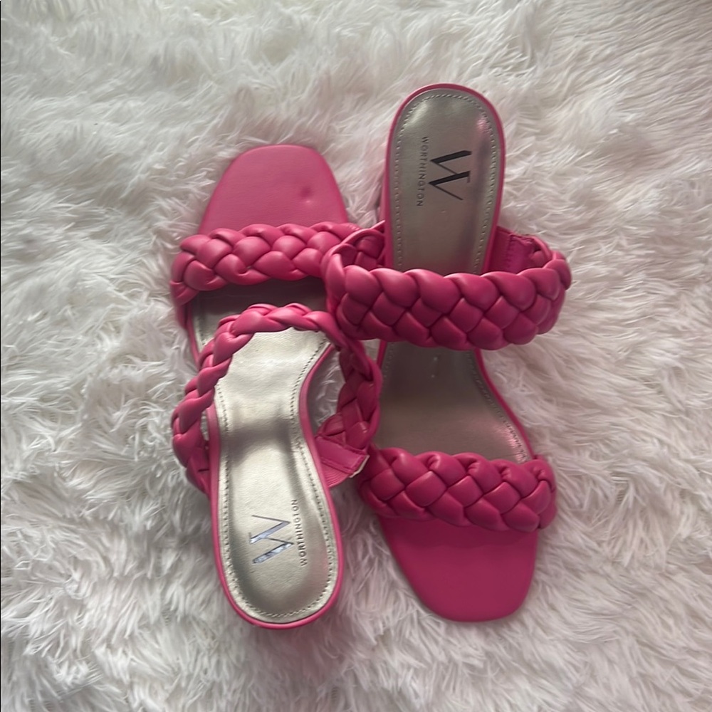 Worthington Pink Braided Sandals Slip-On Comfort